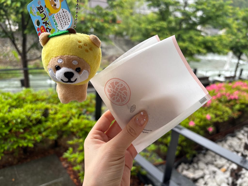 ご当地キーホルダーとどらやきの写真