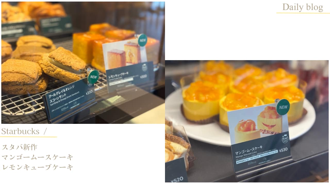 スターバックスのショーケースに並ぶ新作ケーキたち